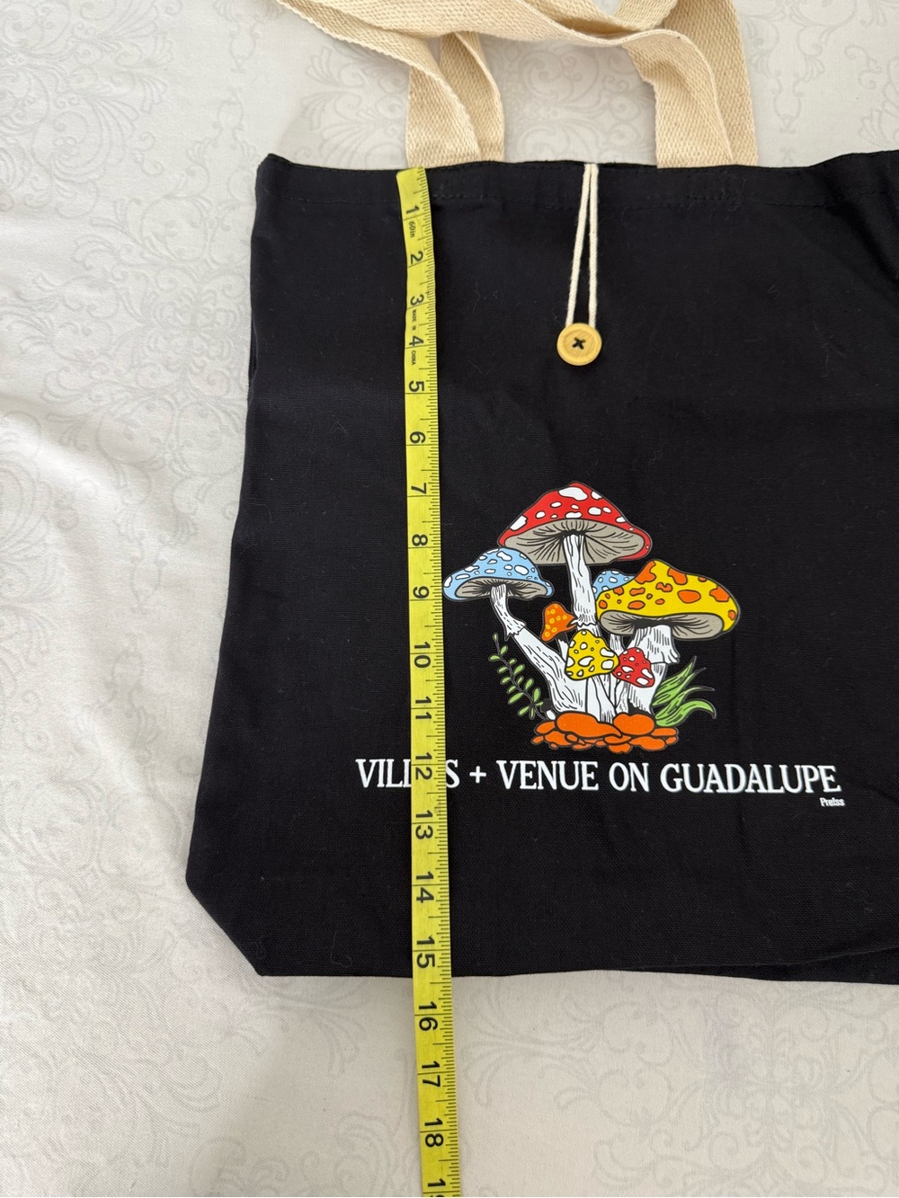 Mushroom Graphic Tote Bag with handle and button closure - Picture 8 of 12